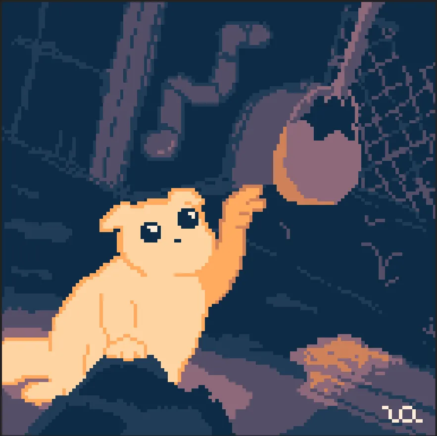pixel art of Gourmand finding a snack