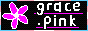 a web button with a black background, pink flower on the left and the words grace.pink in big letters on the right.