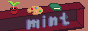 a web button displaying a shelf with a potted plant, palette, book on top. In the shelf there are big purple letters that spell Mint.