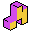 a purple and yellow 3d visualization of a conway glider